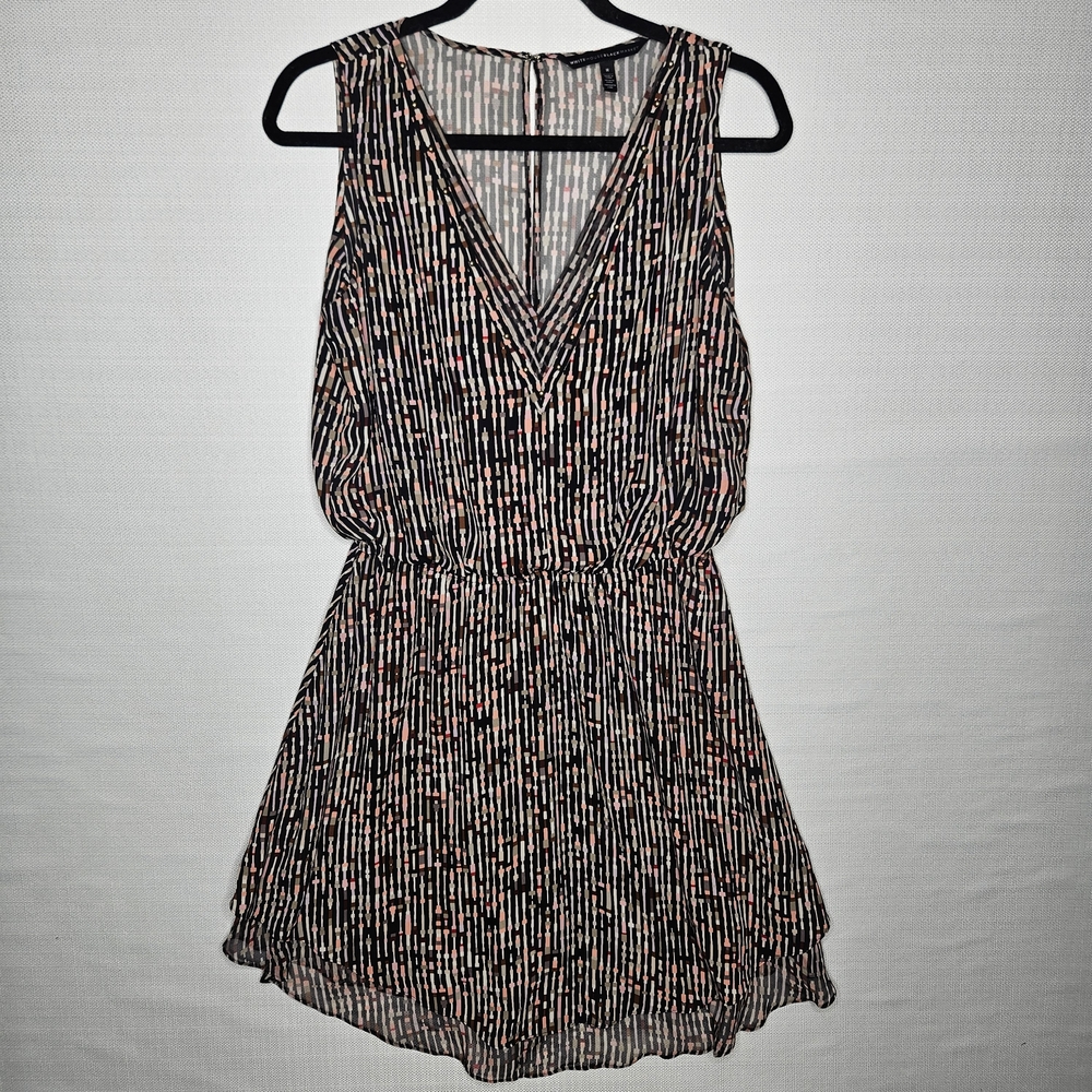 White House Black‎ Market Colorful Patterned Tiered V-Neck Mini Dress Size 8
